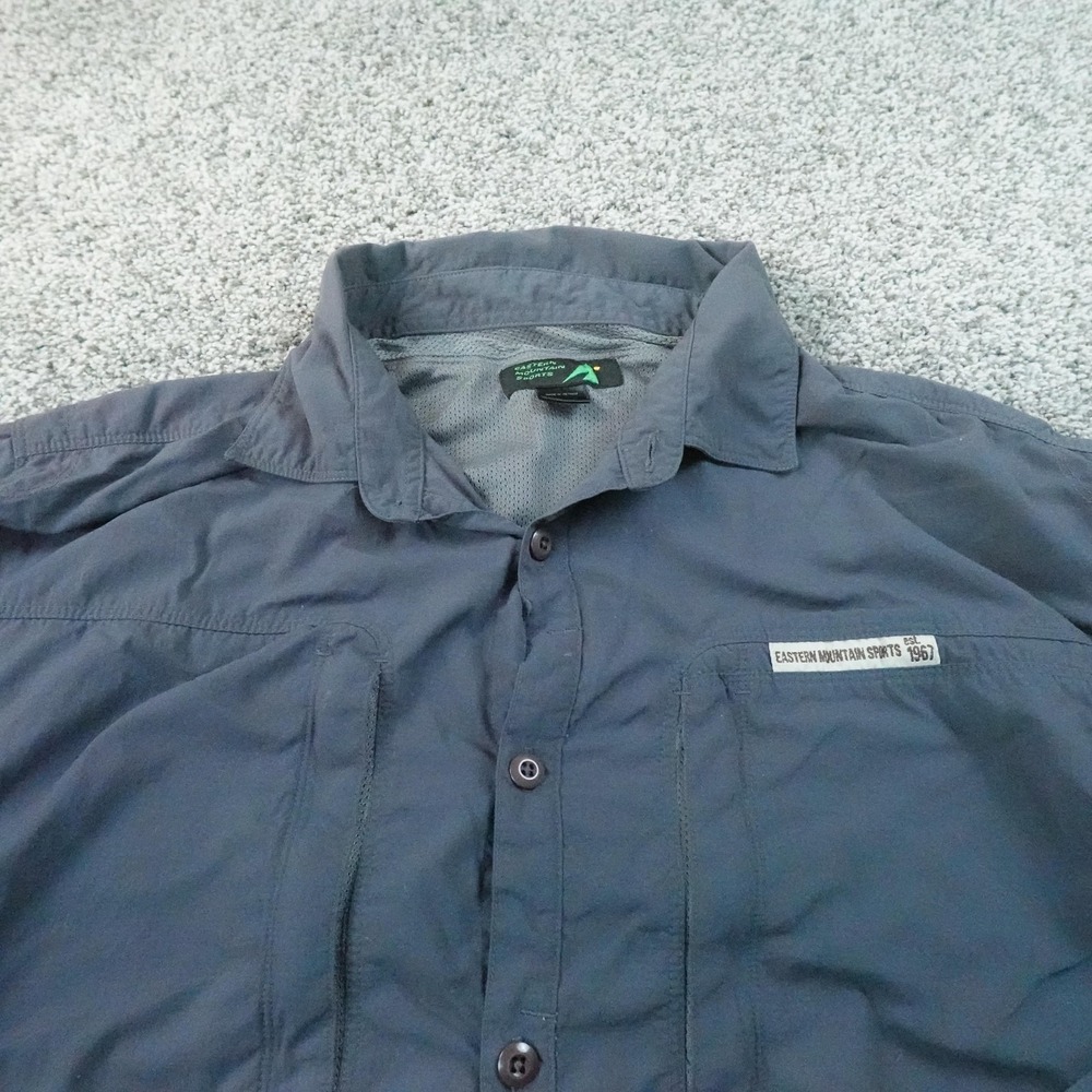 Eastern Mountain Sports Shirt Mens XL Gray Performance Button Up Outdoor Hiking